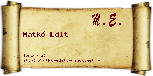Matkó Edit névjegykártya